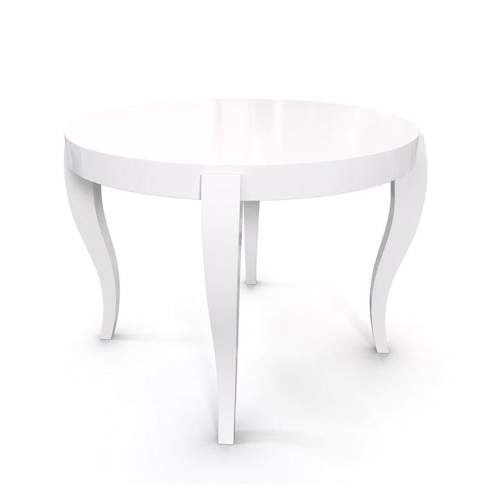 Раздвижной обеденный стол Элис белого цвета с ножками из массива бука - лучшие Обеденные столы в INMYROOM