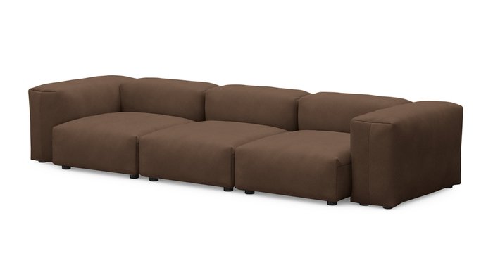 Прямой диван Фиджи трехсекционный коричневого цвета - купить Прямые диваны по цене 79500.0