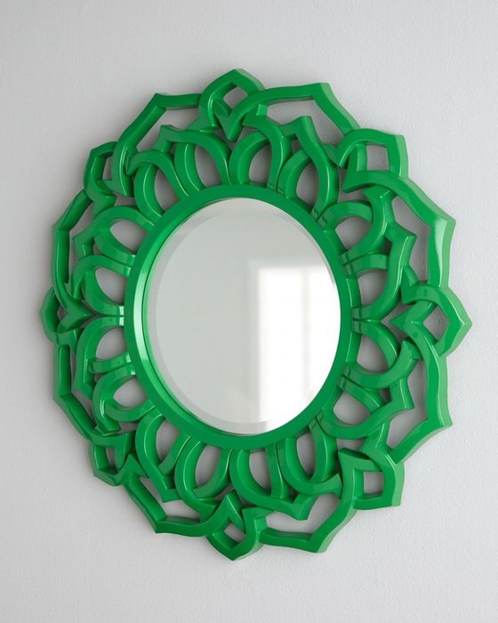 Настенное зеркало Коул Greenв раме зеленого цвета - лучшие Настенные зеркала в INMYROOM