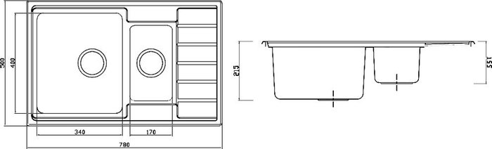 Мойка кухонная прямоугольная Seaman Eco Roma 78х50 см брашированная - купить Кухонные мойки по цене 25803.0