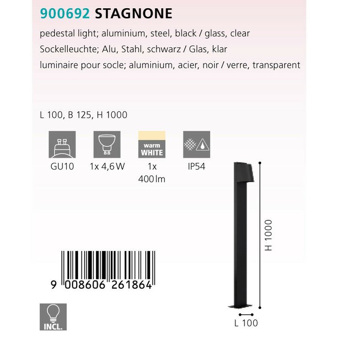 Уличный фонарь Eglo Stagnone 900692 - лучшие Наземные светильники в INMYROOM