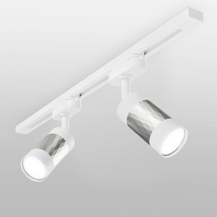 Трековый светильник для однофазного шинопровода Mizar бело-серебряного цвета - лучшие Трековые светильники в INMYROOM