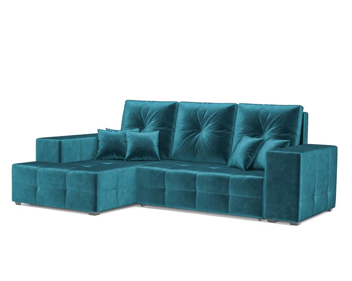 Угловой диван-кровать Монреаль сине-зеленого цвета левый угол