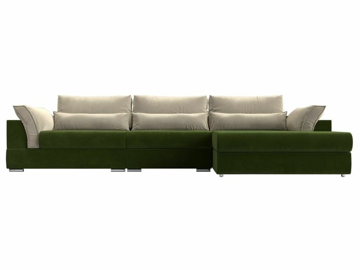 Угловой диван-кровать Пекин Long зелено-бежевого цвета угол правый - купить Угловые диваны по цене 109999.0