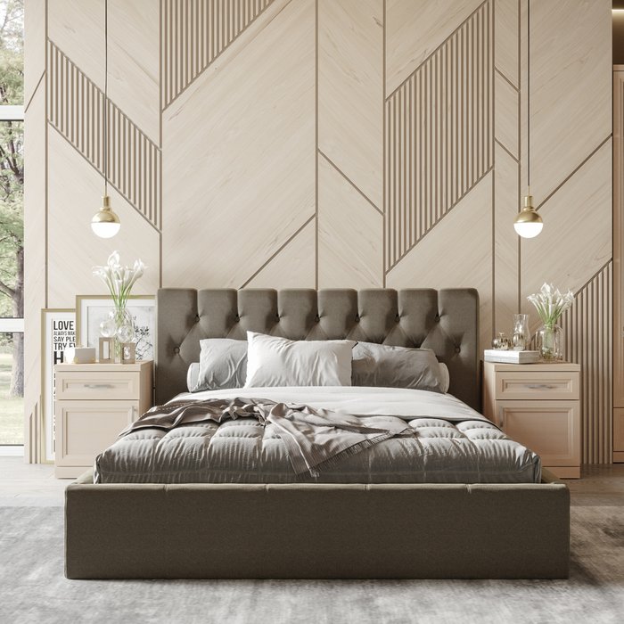 Кровать Инуа 160х200 темно-серого цвета с подъемным механизмом  - купить Кровати для спальни по цене 41910.0