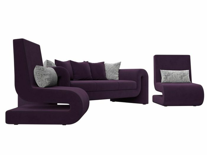 Набор мягкой мебели Волна 1 темно-фиолетового цвета - лучшие Комплекты мягкой мебели в INMYROOM