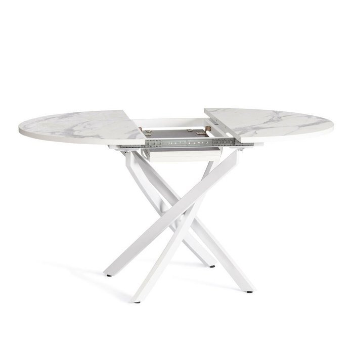 Раздвижной обеденный стол Manzana белого цвета - лучшие Обеденные столы в INMYROOM