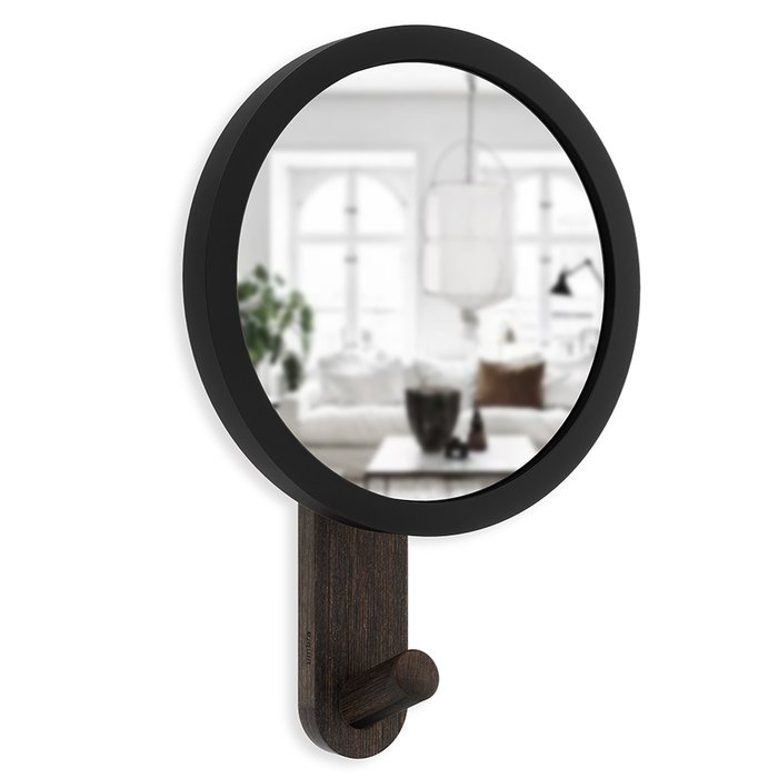Настенное зеркало-вешалка Hub с крючком из дерева 