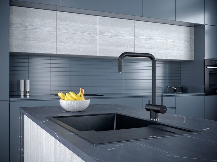 Смеситель для кухонной мойки Paulmark Wetter цвета черный металлик с высоким изливом - купить Смесители для кухни по цене 24558.0