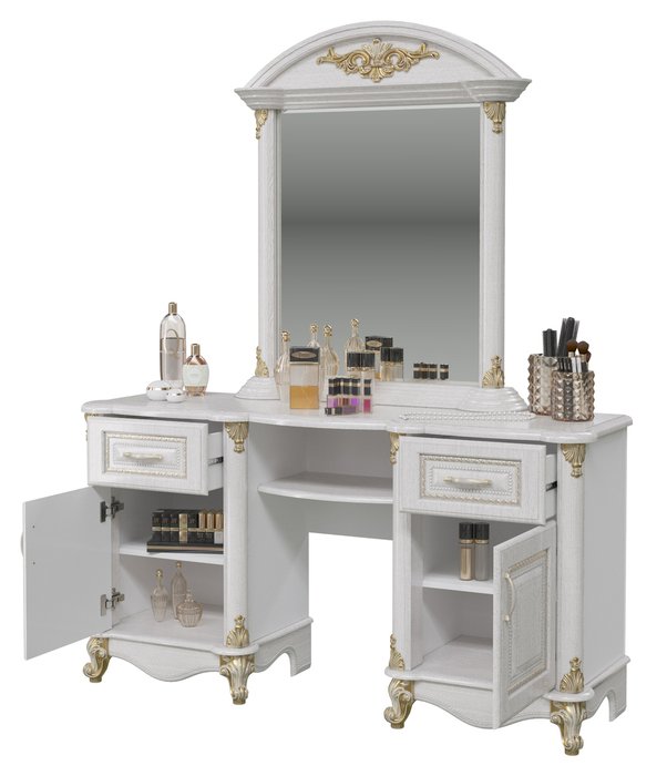 Стол туалетный с зеркалом Да Винчи белого цвета - лучшие Туалетные столики в INMYROOM