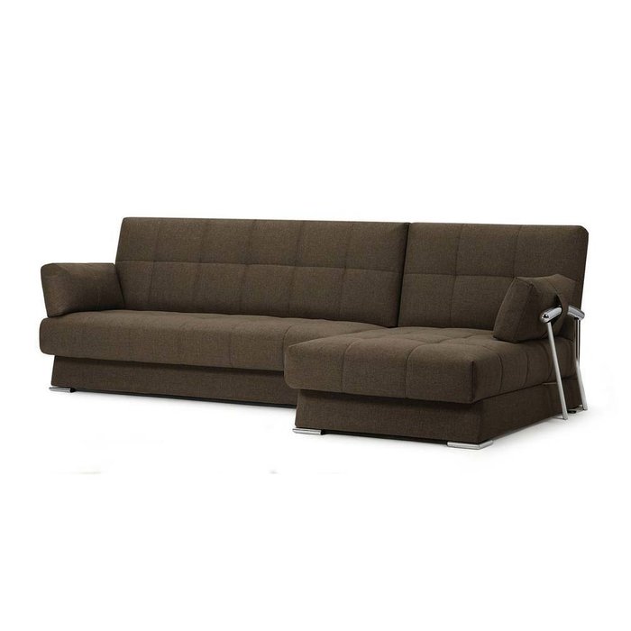 Угловой диван-кровать Дудинка из рогожки коричневого цвета - купить Угловые диваны по цене 44990.0