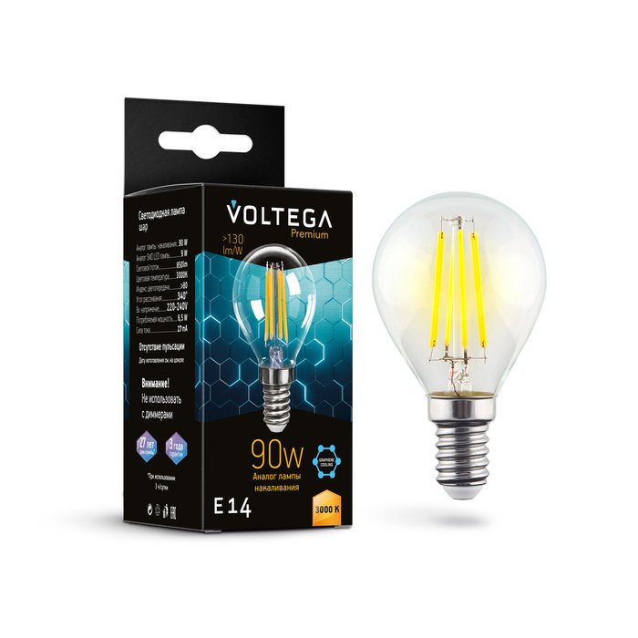 Лампочка Voltega 7222 Globe E14 9W Graphene Crystal - купить Лампочки по цене 240.0 Лампочка Voltega 7222 Globe E14 9W Graphene Crystal - купить Лампочки по цене 240.0