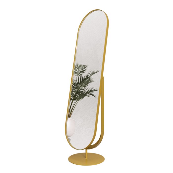 Дизайнерское напольное зеркало в полный рост Ozevis в металлической раме золотого цвета