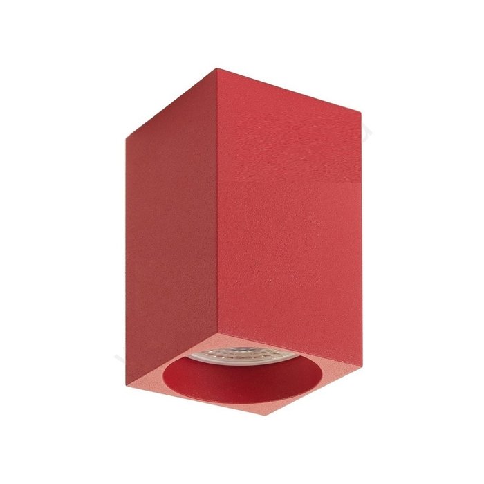 Точечный накладной светильник из металла красного цвета