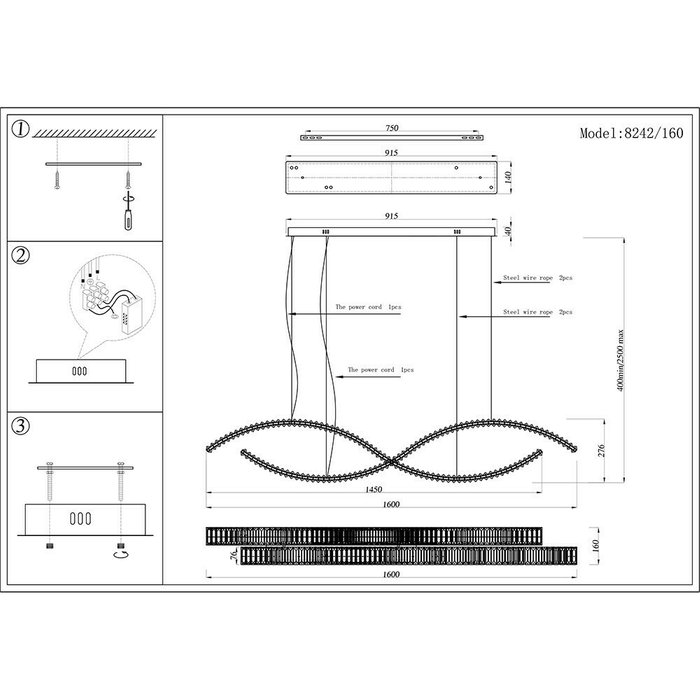 Люстра Newport 8240 8242/160 chrome - лучшие Подвесные люстры в INMYROOM