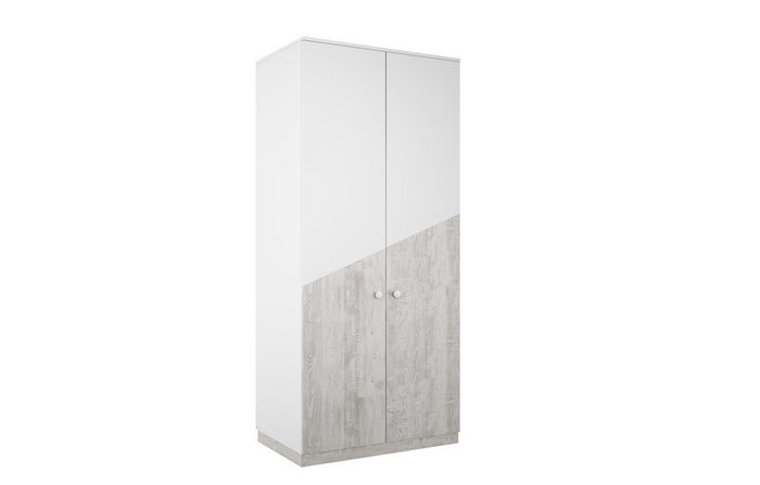 Шкаф для одежды левый Бамбини серо-белого цвета - купить Шкафы распашные по цене 35090.0