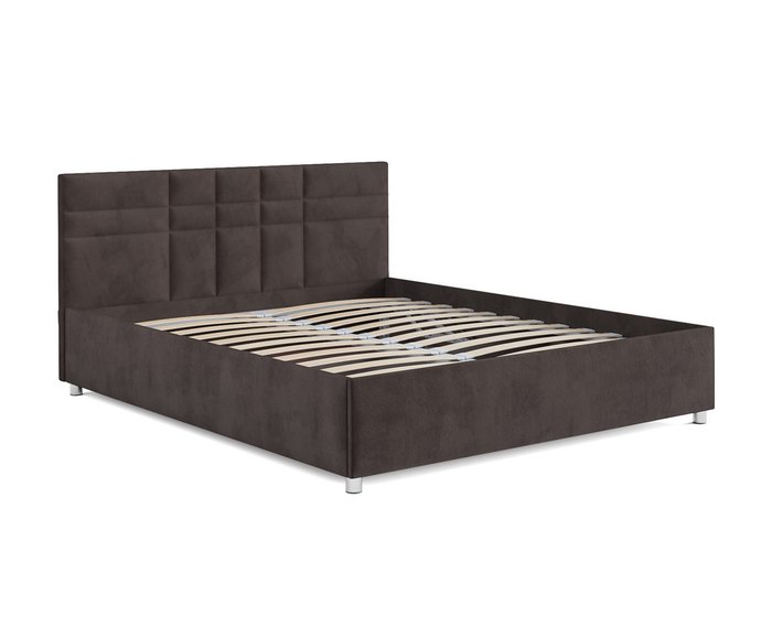 Кровать Нью-Йорк 140х190 темно-коричневого цвета с подъемным механизмом (микровельвет) - лучшие Кровати для спальни в INMYROOM