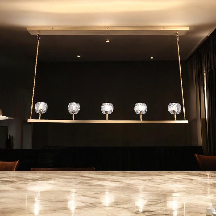 Люстра RH Boule De Cristal Linear Chandelier 5 Bronze - лучшие Подвесные люстры в INMYROOM