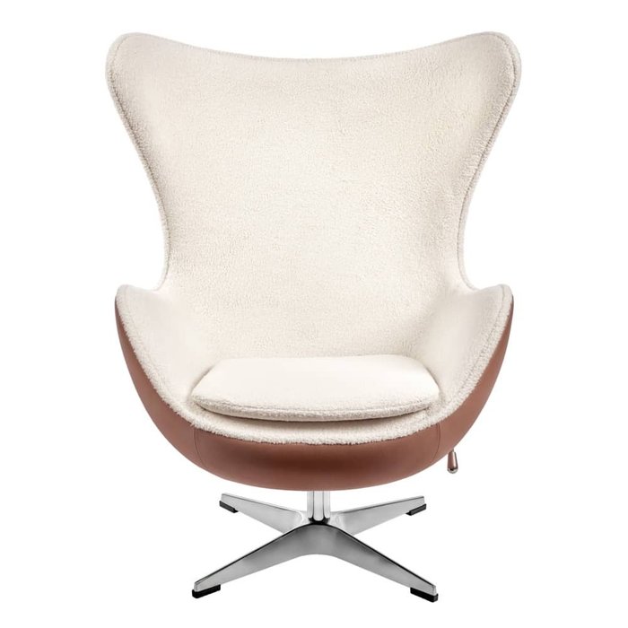 Кресло Egg Style Chair бело-коричневого цвета - купить Интерьерные кресла по цене 92390.0