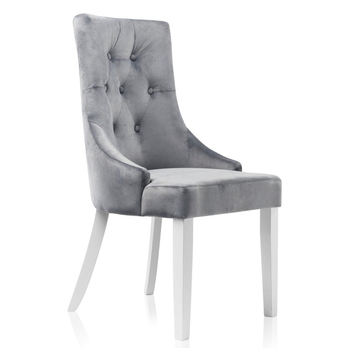 Стул Elegance с ножками из массива гевеи и обивкой из серого велюра Стул Elegance с ножками из массива гевеи и обивкой из серого велюра
