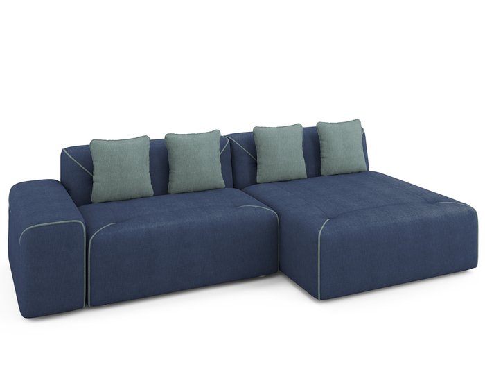 Угловой раскладной диван Portu правый синего цвета - лучшие Угловые диваны в INMYROOM