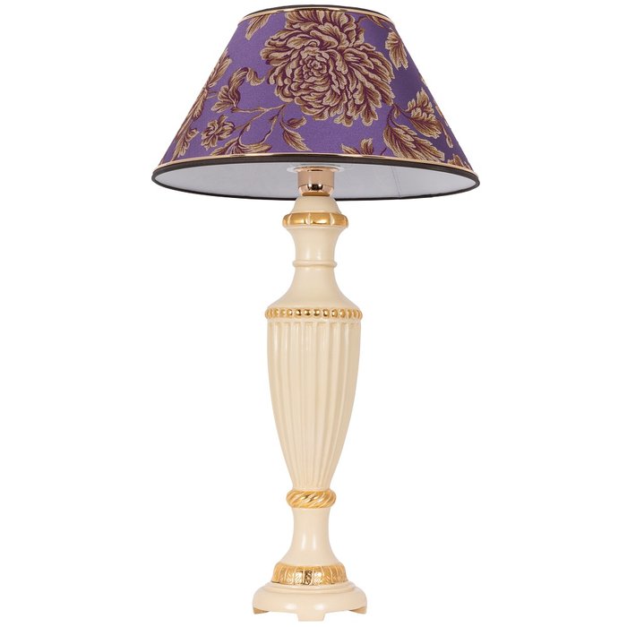 Настольная лампа Ваза Ребристая фиолетового цвета на бежевом основании - купить Настольные лампы по цене 16690.0