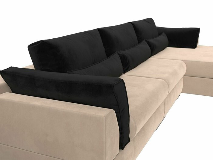 Угловой диван-кровать Пекин Long черно-бежевого цвета угол правый - лучшие Угловые диваны в INMYROOM