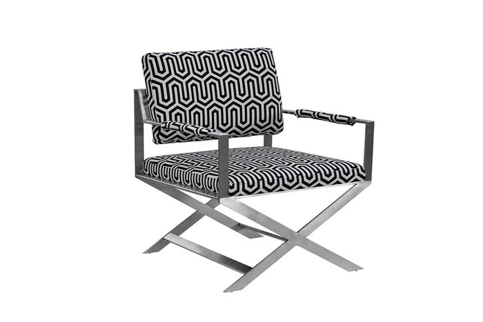 Кресло на металлическом каркасе черно-белого цвета - купить Интерьерные кресла по цене 16440.0