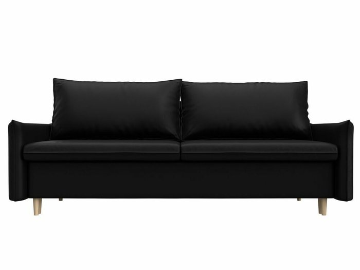 Прямой диван-кровать Хьюстон черного цвета (экокожа) - купить Прямые диваны по цене 52999.0