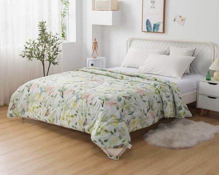 Одеяло Мирабелла 160х220 зелено-белого цвета - купить Одеяла по цене 7742.0