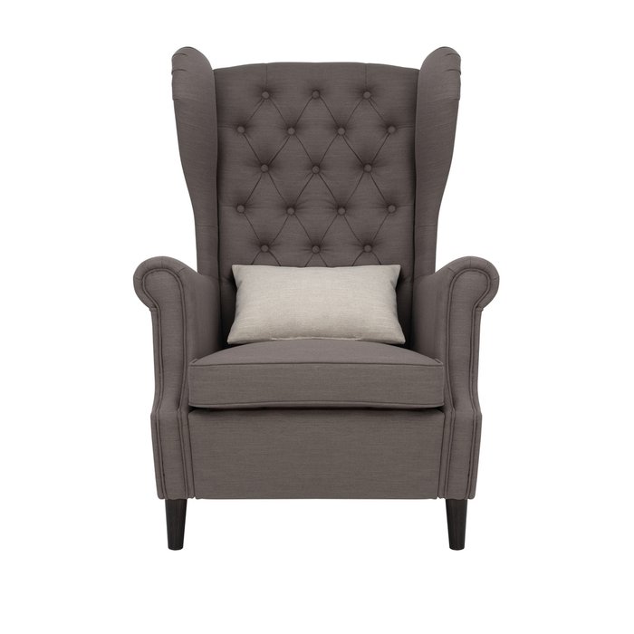 Кресло Винтаж серого цвета на деревянных ножках - купить Интерьерные кресла по цене 24999.0