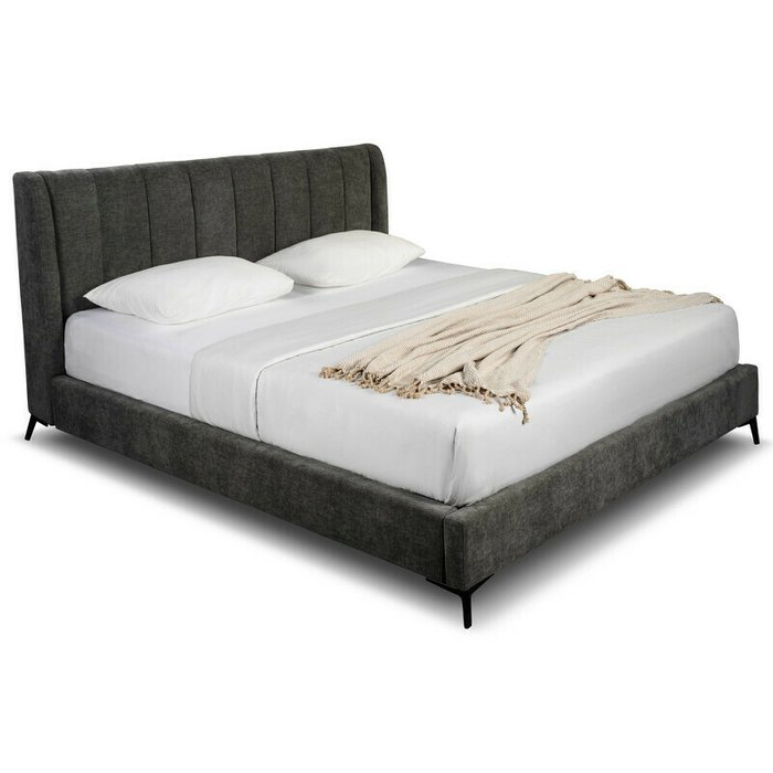 Кровать Wabi Sabi 180х200 темно-серого цвета без подъемного механизма