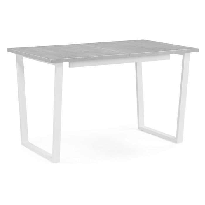 Раздвижной обеденный стол Лота Лофт цвета бетон на белом основании