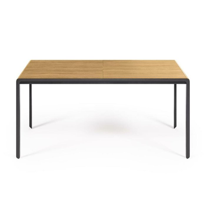 Обеденный раздвижной стол Nadyria L с дубовым шпоном и стальными ножками - лучшие Обеденные столы в INMYROOM