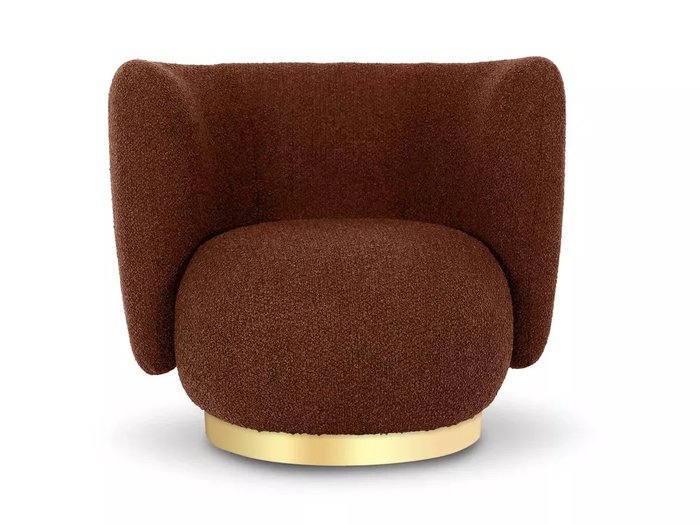 Кресло вращающееся Lucca коричневого цвета с золотым основанием - купить Интерьерные кресла по цене 69660.0