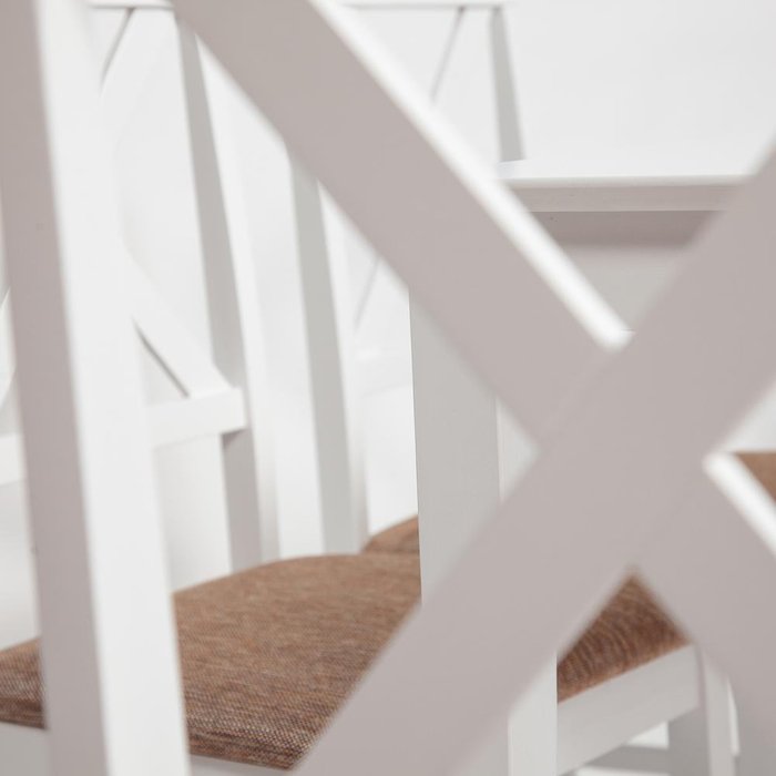 Обеденный набор эконом Хадсон из стола и четырех стульев бело-коричневого цвета - лучшие Обеденные группы в INMYROOM