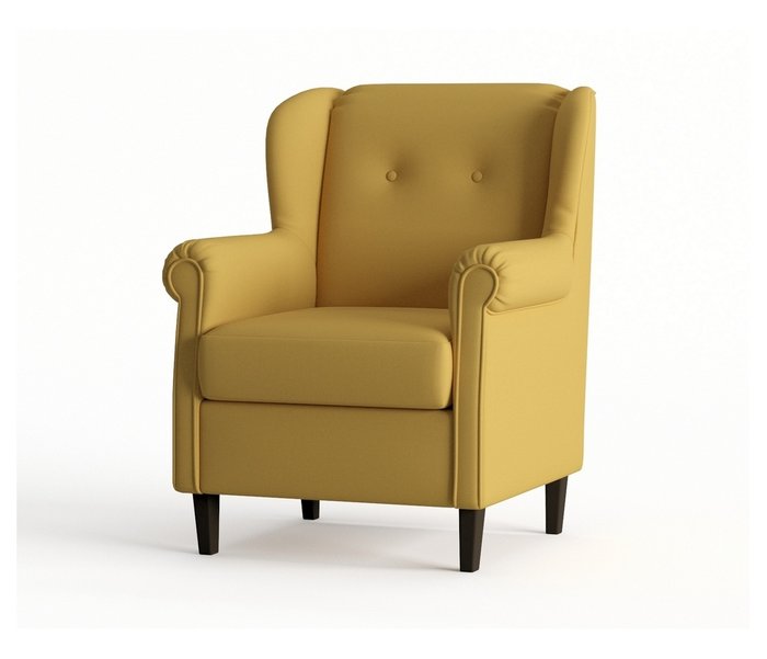 Кресло из велюра Леон желтого цвета