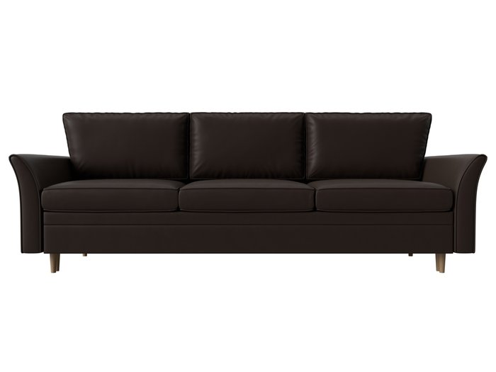 Прямой диван-кровать София темно-коричневого цвета (экокожа) - купить Прямые диваны по цене 56990.0