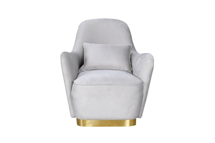 Кресло в обивке из велюра серо-кремового цвета