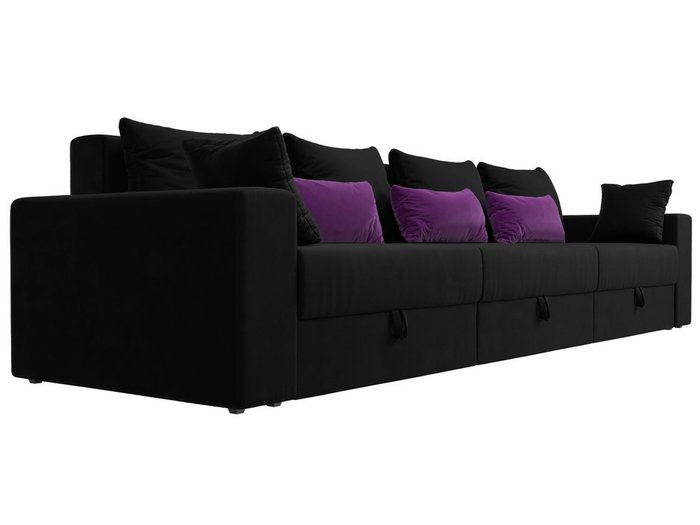 Прямой диван-кровать Мэдисон Long черно-фиолетового цвета - лучшие Прямые диваны в INMYROOM