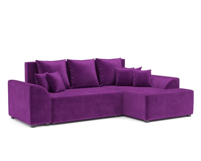 Угловой диван-кровать Каскад фиолетового цвета правый угол