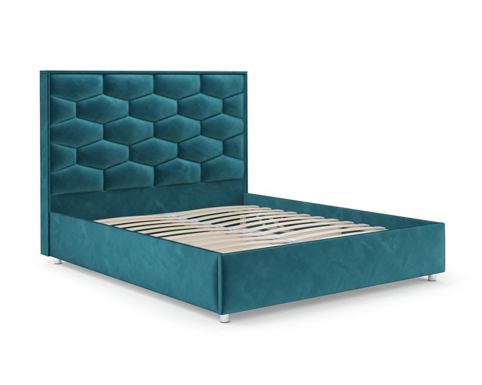 Кровать Рица 140х190 сине-зеленого цвета с подъемным механизмом (вельвет) - лучшие Кровати для спальни в INMYROOM