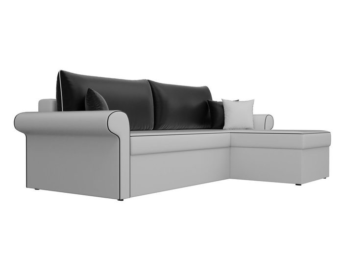 Угловой диван-кровать Милфорд черно-белого цвета (экокожа) правый угол - лучшие Угловые диваны в INMYROOM