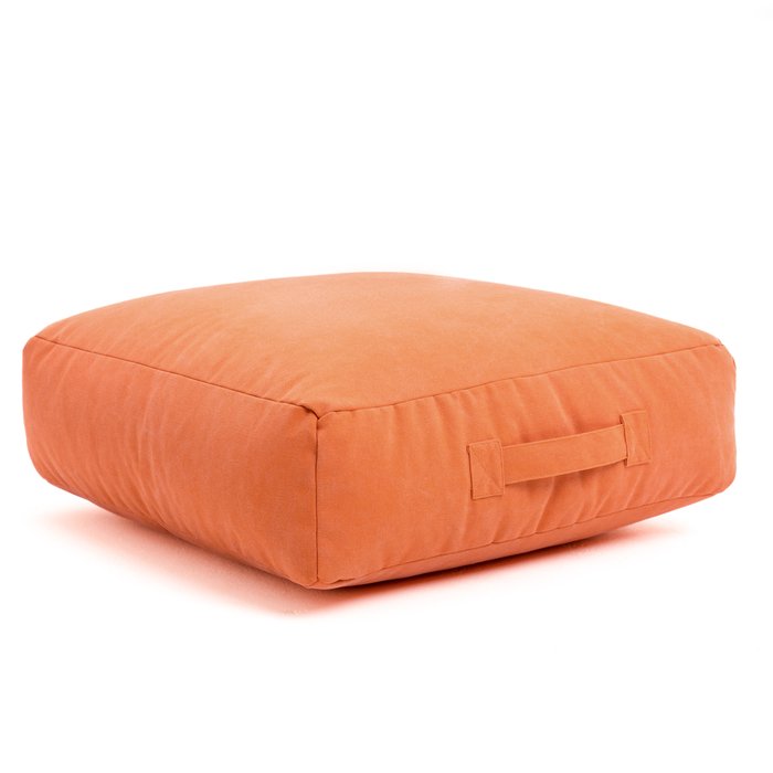 Пуф-подушка из натурального хлопка оранжевого цвета - купить Бескаркасная мебель по цене 9000.0