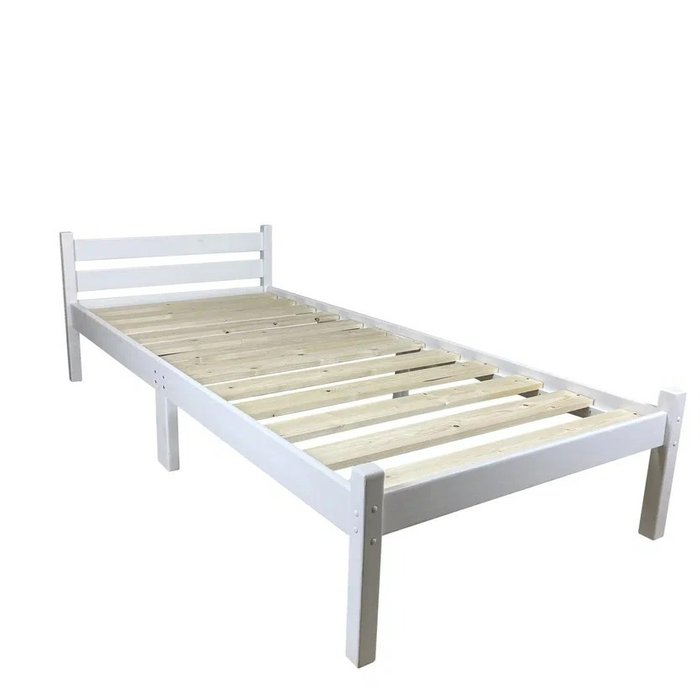 Кровать односпальная Классика Компакт сосновая 70х190 белого цвета