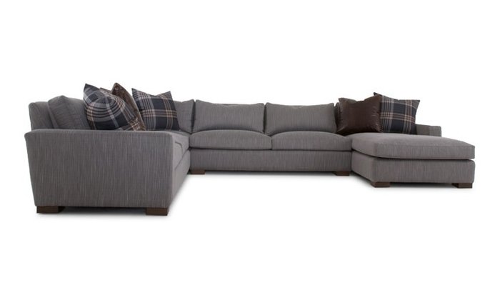 Модульный П-образный диван темно-серого цвета