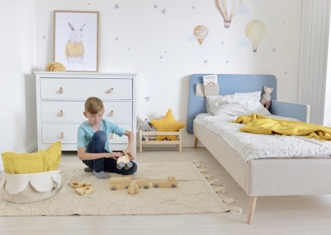 Кровать Soft 90х200 бежево-голубого цвета - лучшие Одноярусные кроватки в INMYROOM Кровать Soft 90х200 бежево-голубого цвета - лучшие Одноярусные кроватки в INMYROOM