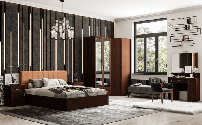 Кровать Магна 160х200 с коричневым изголовьем и подъемным механизмом  - лучшие Кровати для спальни в INMYROOM
