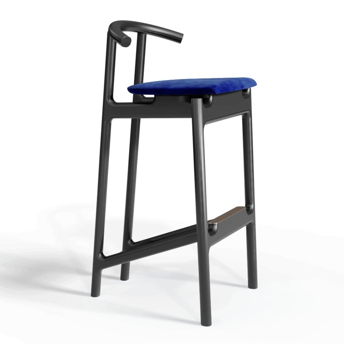 Барный стул Hans black/velvet blue