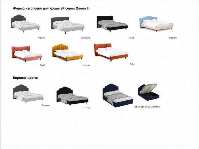 Кровать Queen II Elizabeth 160х200 с изголовьем серого цвета - купить Кровати для спальни по цене 40425.0